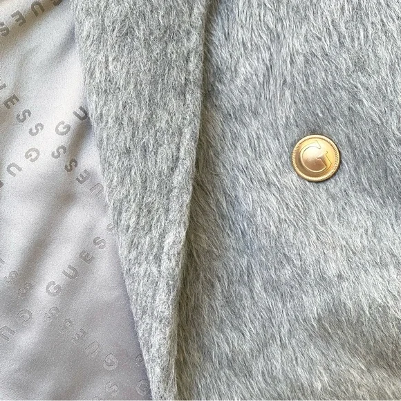 GUESS NWT Textured Wool Blend Double Breasted Coat Light Stone Heather Size S - Picture 15 of 16